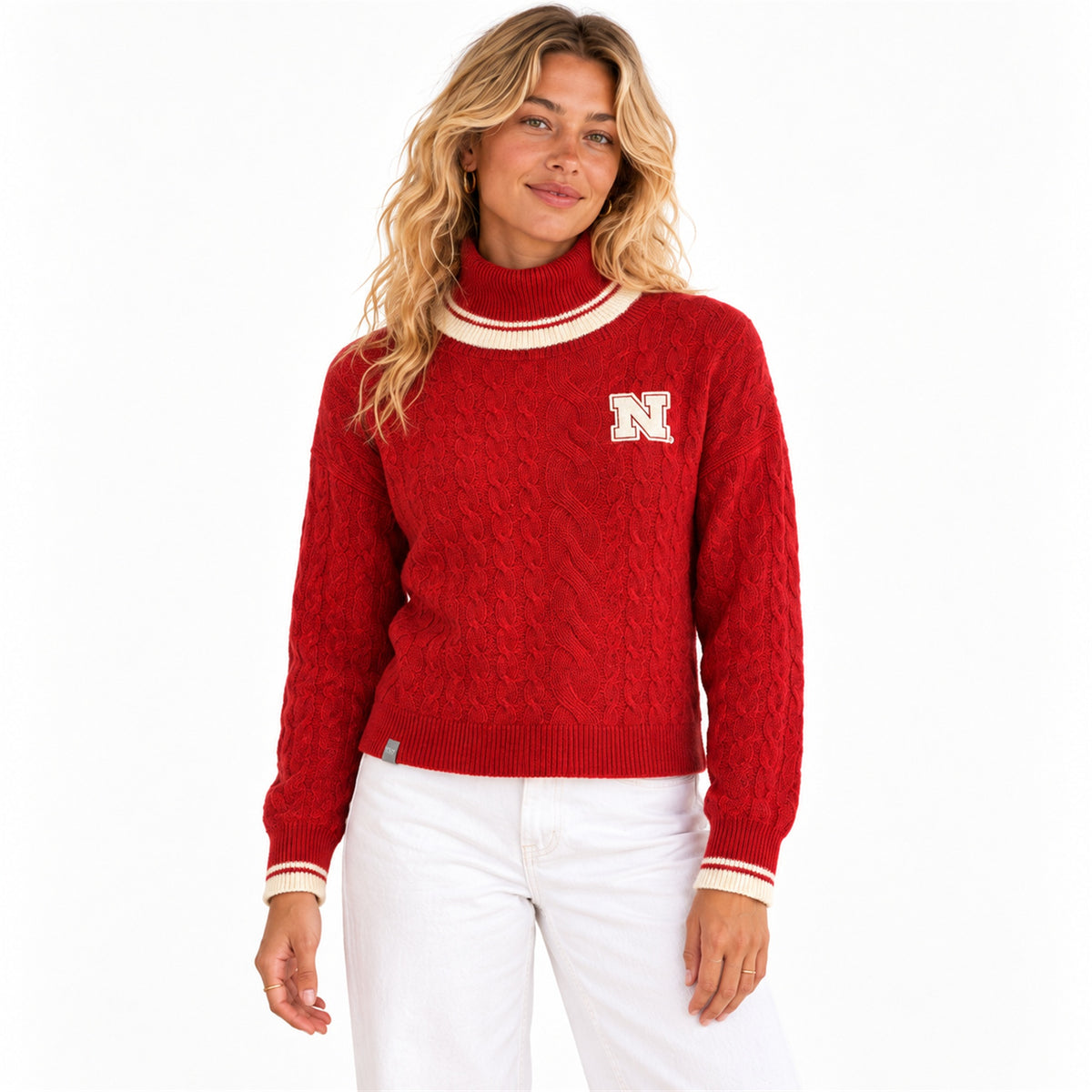 g/g Women's NCAA Cable Turtleneck Sweater