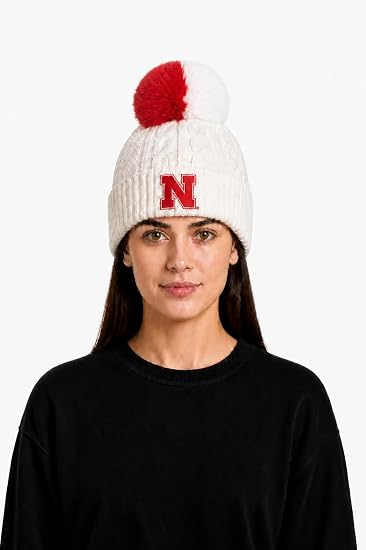 g/g Women's NCAA Cable Knit Pom Beanie