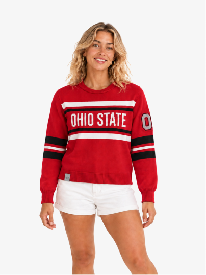 g/g Ohio State Buckeyes Crewneck Varsity Stripe Sweater