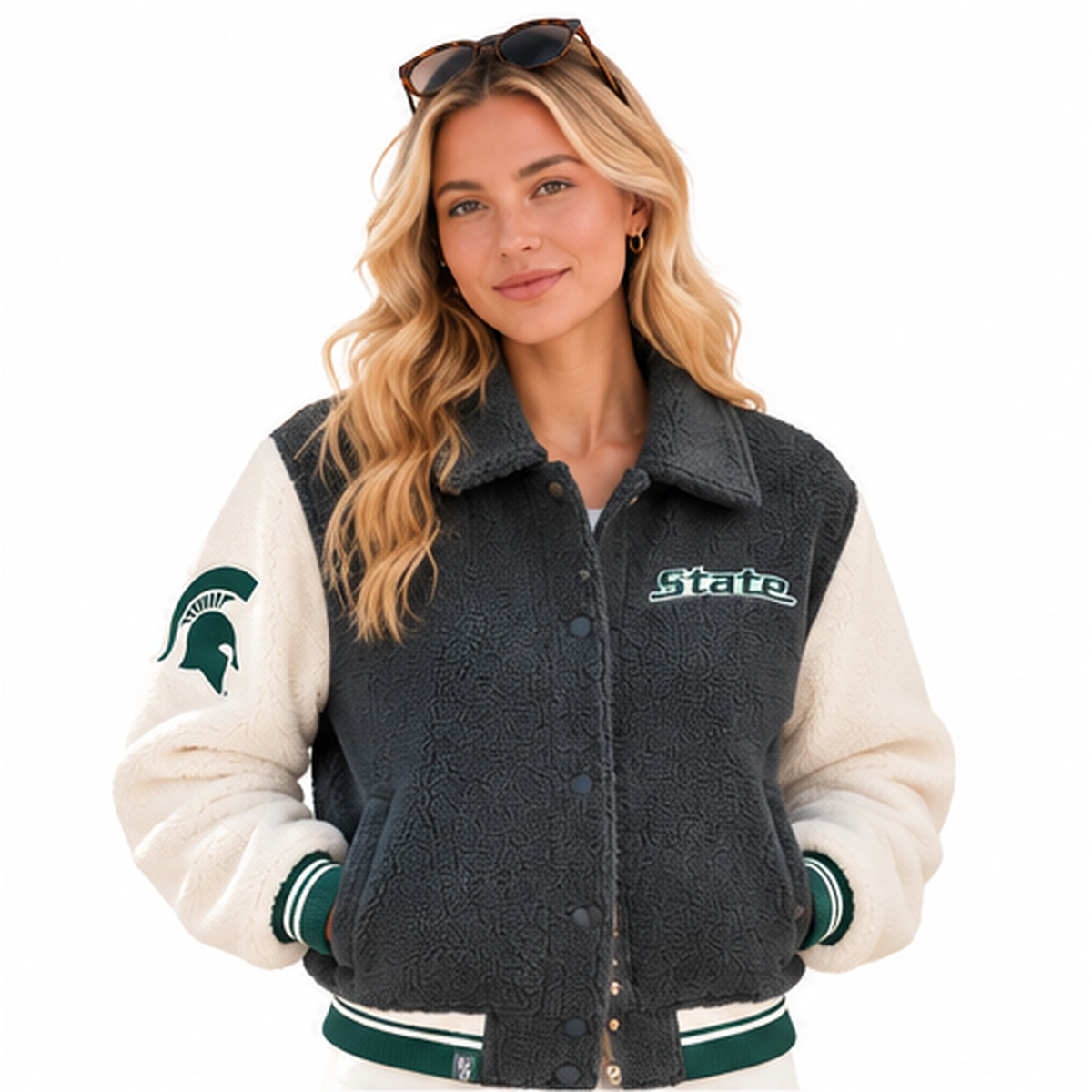 g/g Women's NCAA Sherpa Varsity Jacket